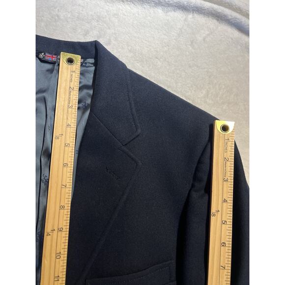Vintage Austin Reed 40L Navy Blue Flannel Blazer Shank Buttons Unconstructed - Picture 13 of 16